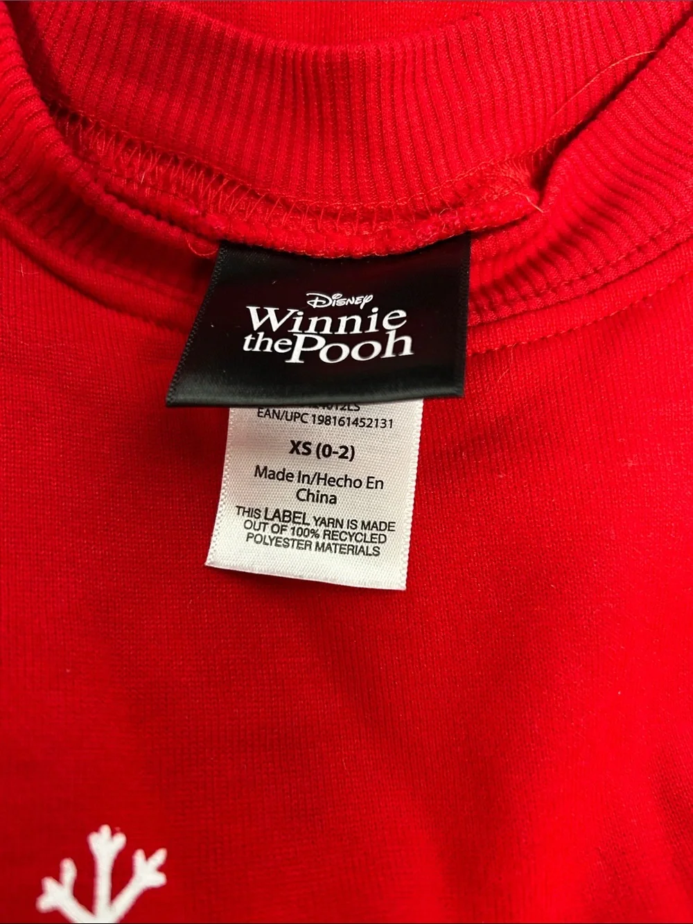 Disney Winnie the Pooh Red Christmas holiday sweater size extra small